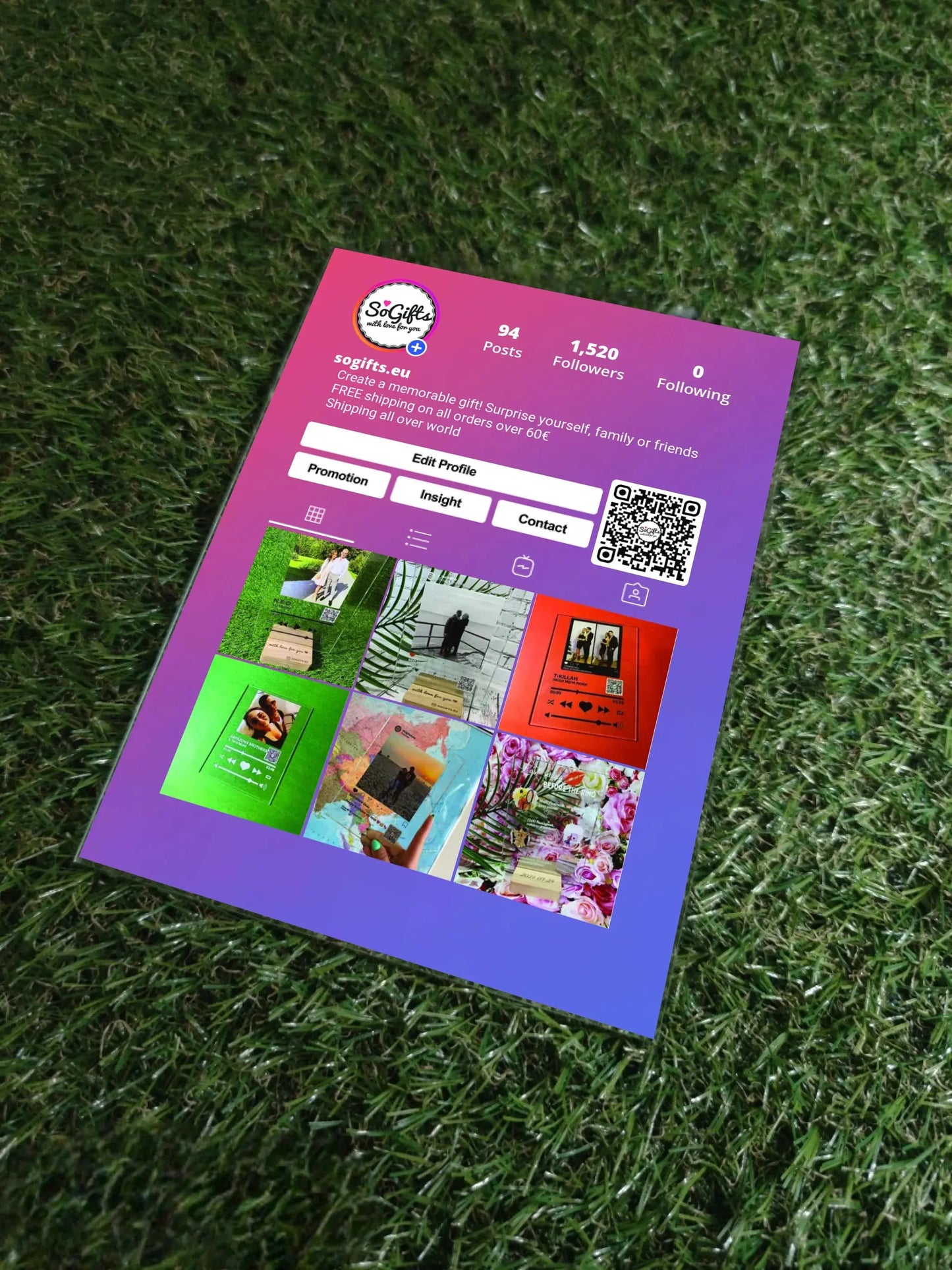 Personalizuotas "Instagram Profilio" dizaino kūrinys ant stiklo su jūsų nuotraukomis  Stiklas -  dovanokis.lt