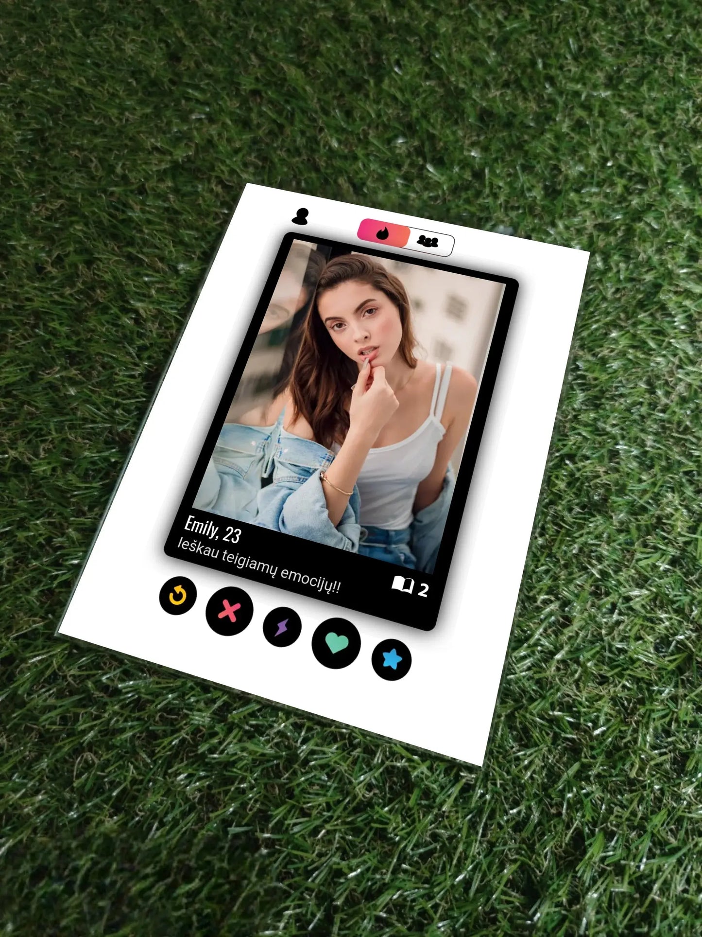 Personalizuotas "Tinder" dizaino kūrinys ant stiklo su jūsų nuotrauka ir tekstu  Stiklas -  dovanokis.lt