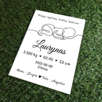 Personalizuota Vaiko (Kūdikio) Gimimo Metrikų Iliustracija VKGM-001  Stiklas -  dovanokis.lt