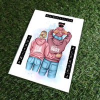 Personalizuotas "Tikra boso šeima" iliustracija su vaiku ant stiklo  Stiklas -  dovanokis.lt