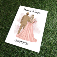 Personalizuotas jaunikio ir nuotakos vestuvių Iliustraciją ant stiklo su jūsų data ir vardais  Stiklas -  dovanokis.lt