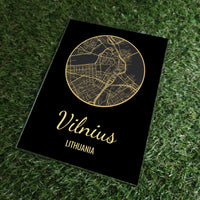 Personalizuotas auksinis, sidabrinis, bronzinis žemėlapio kūrinys ant stiklo su jūsų buvimo vieta  Stiklas -  dovanokis.lt