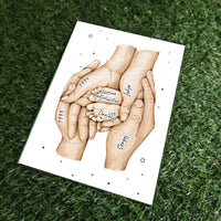 Personalizuotas stiklinis posteris su šeimos narių rankomis, 1-3 vaikai SMRN-005  Customizer -  dovanokis.lt