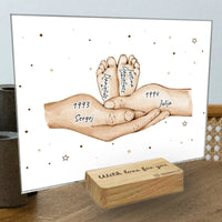 Personalizuotas stiklinis posteris su šeimos narių rankomis, 1-3 vaikai SMRN-004 - dovanokis.lt