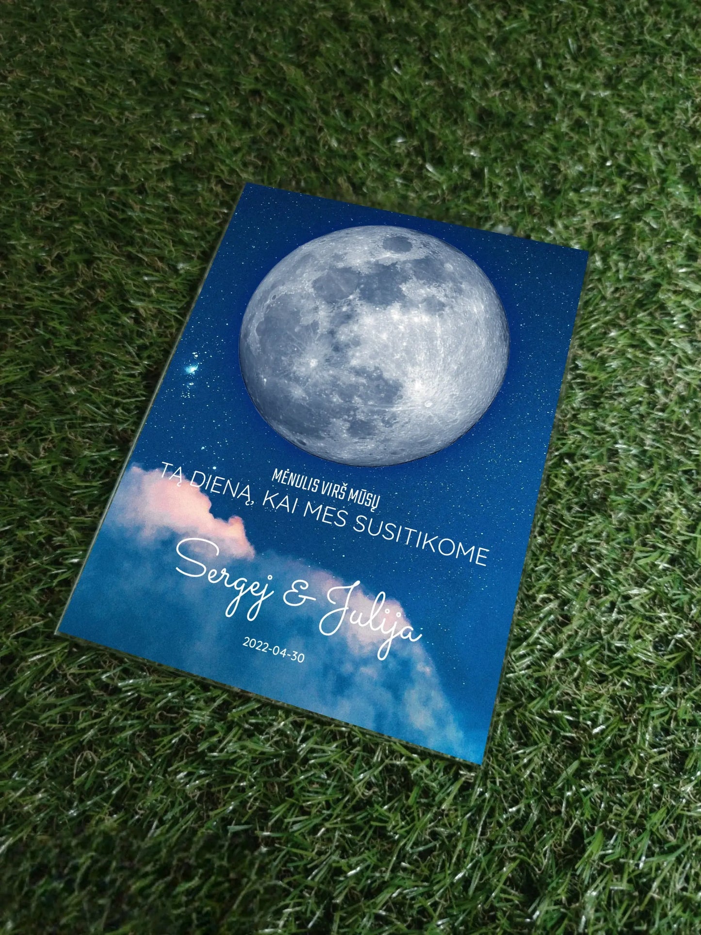 Personalizuotas mėnulio fazės stiklinis posteris, pritaikytas pagal datą ir vietą MNFZ-002  Stiklas -  dovanokis.lt