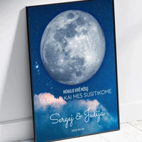 Personalizuotas mėnulio fazės plakatas, pritaikytas pagal datą ir vietą MNFZ-002  Posteris(Plakatas) -  dovanokis.lt