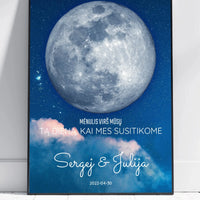 Personalizuotas mėnulio fazės plakatas, pritaikytas pagal datą ir vietą MNFZ-002  Posteris(Plakatas) -  dovanokis.lt