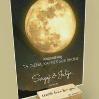 Personalizuotas mėnulio fazės stiklinis posteris, pritaikytas pagal datą ir vietą MNFZ-003  Stiklas -  dovanokis.lt