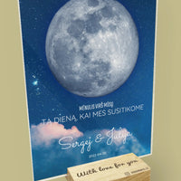 Personalizuotas mėnulio fazės stiklinis posteris, pritaikytas pagal datą ir vietą MNFZ-002  Stiklas -  dovanokis.lt