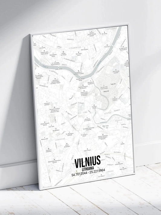 Personalizuotas viso spektro žemėlapis, plakatas su rėmeliu, su jūsų buvimo vieta  Poster -  dovanokis.lt