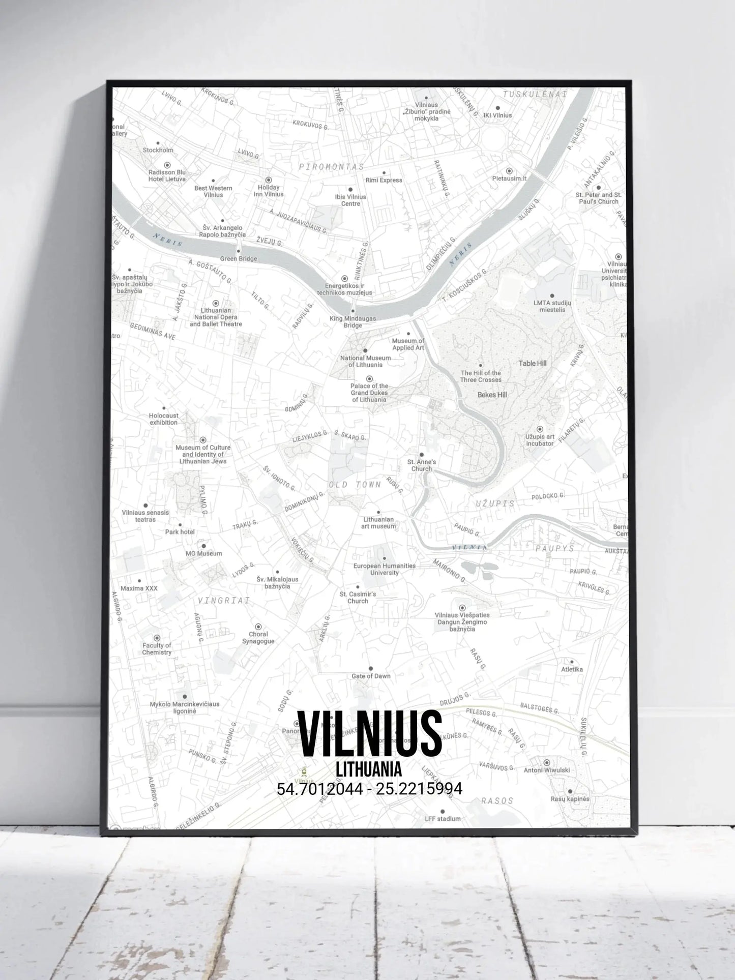 Personalizuotas viso spektro žemėlapis, plakatas su rėmeliu, su jūsų buvimo vieta  Poster -  dovanokis.lt