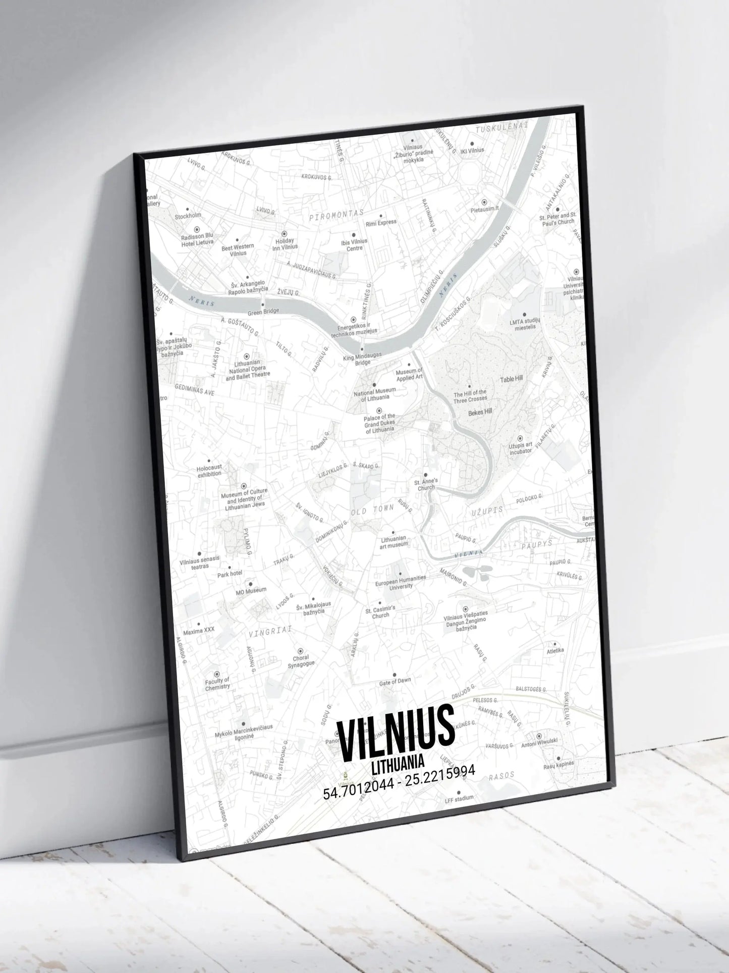 Personalizuotas viso spektro žemėlapis, plakatas su rėmeliu, su jūsų buvimo vieta  Poster -  dovanokis.lt