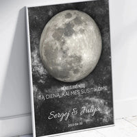 Personalizuotas mėnulio fazės plakatas, pritaikytas pagal datą ir vietą MNFZ-001  Customizer -  dovanokis.lt