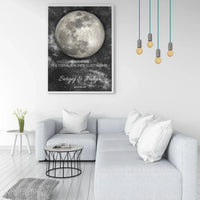 Personalizuotas mėnulio fazės plakatas, pritaikytas pagal datą ir vietą MNFZ-001  Customizer -  dovanokis.lt