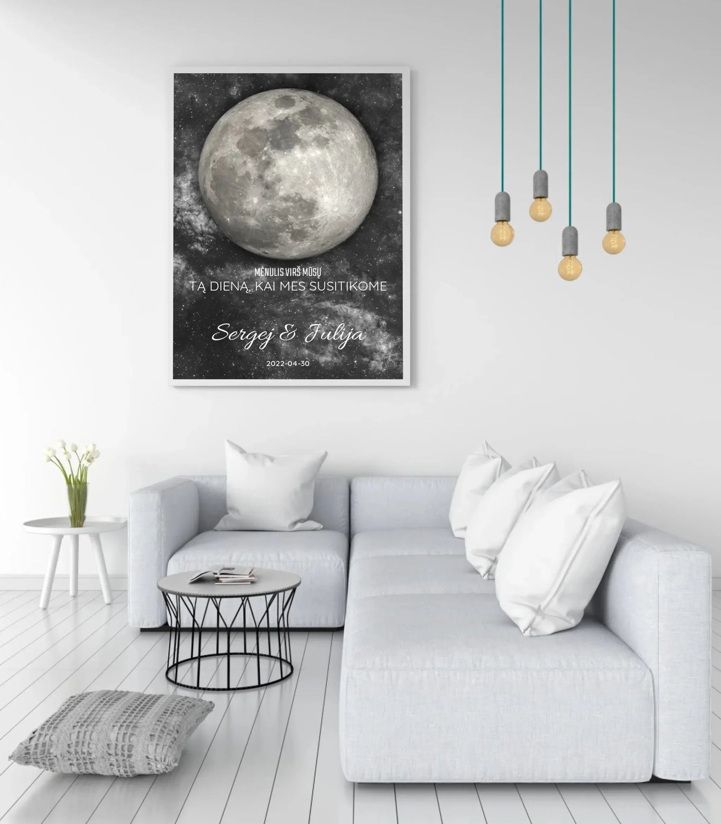 Personalizuotas mėnulio fazės plakatas, pritaikytas pagal datą ir vietą MNFZ-001  Customizer -  dovanokis.lt