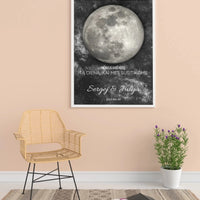 Personalizuotas mėnulio fazės plakatas, pritaikytas pagal datą ir vietą MNFZ-001  Customizer -  dovanokis.lt