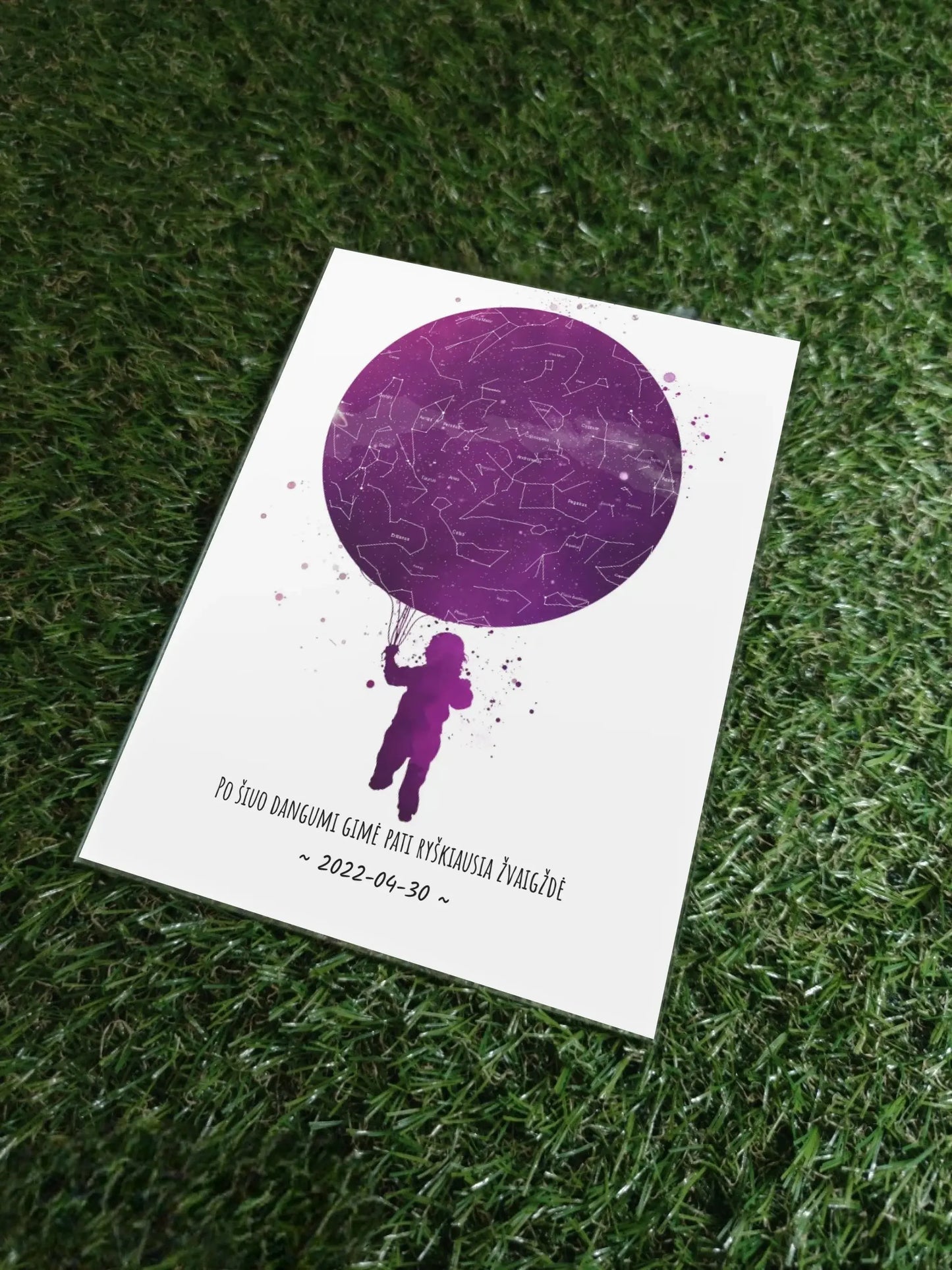 Personalizuotas vaikiškas žvaigždžių žemėlapis, stiklinis posteris  Stiklas -  dovanokis.lt