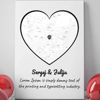 Personalizuotas meilės žemėlapis ant drobės su jūsų vieta  Drobe -  dovanokis.lt