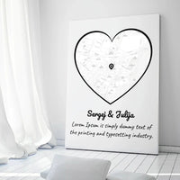 Personalizuotas meilės žemėlapis ant drobės su jūsų vieta  Drobe -  dovanokis.lt