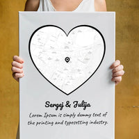 Personalizuotas meilės žemėlapis ant drobės su jūsų vieta  Drobe -  dovanokis.lt