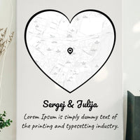 Personalizuotas meilės žemėlapis ant drobės su jūsų vieta  Drobe -  dovanokis.lt