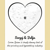 Personalizuotas meilės žemėlapis ant drobės su jūsų vieta  Drobe -  dovanokis.lt