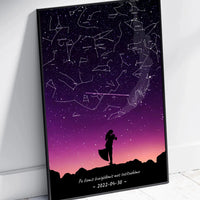 Personalizuotas viso spektro žvaigždžių žemėlapis, plakatas su rėmeliu, su Vestuvių dienos pasirinktu siluetu  Poster -  dovanokis.lt