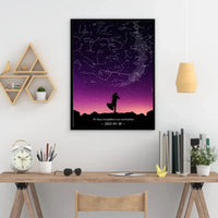 Personalizuotas viso spektro žvaigždžių žemėlapis, plakatas su rėmeliu, su Vestuvių dienos pasirinktu siluetu  Poster -  dovanokis.lt