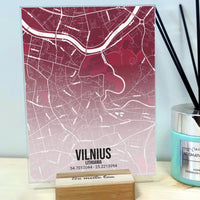 Personalizuotas miesto žemėlapio stiklinis posteris su jūsų pasirinkta vieta  Stiklas -  dovanokis.lt