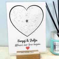 Personalizuotas Meilės žemėlapio stiklinis posteris su jūsų buvimo vieta  Stiklas -  dovanokis.lt