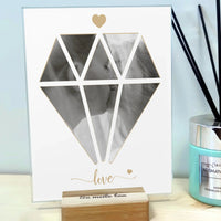 Personalizuotas Deimanto formos Meilės stiklinis posteris su jūsų nuotrauka  Stiklas -  dovanokis.lt