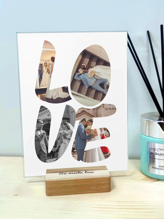 Personalizuotas LOVE raidės stiklinis posteris su jūsų nuotraukomis  Stiklas -  dovanokis.lt