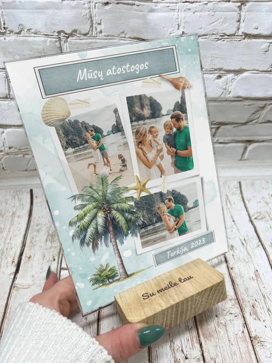 Personalizuotas mūsų šeimos atostogos stiklinis posteris  Stiklas -  dovanokis.lt