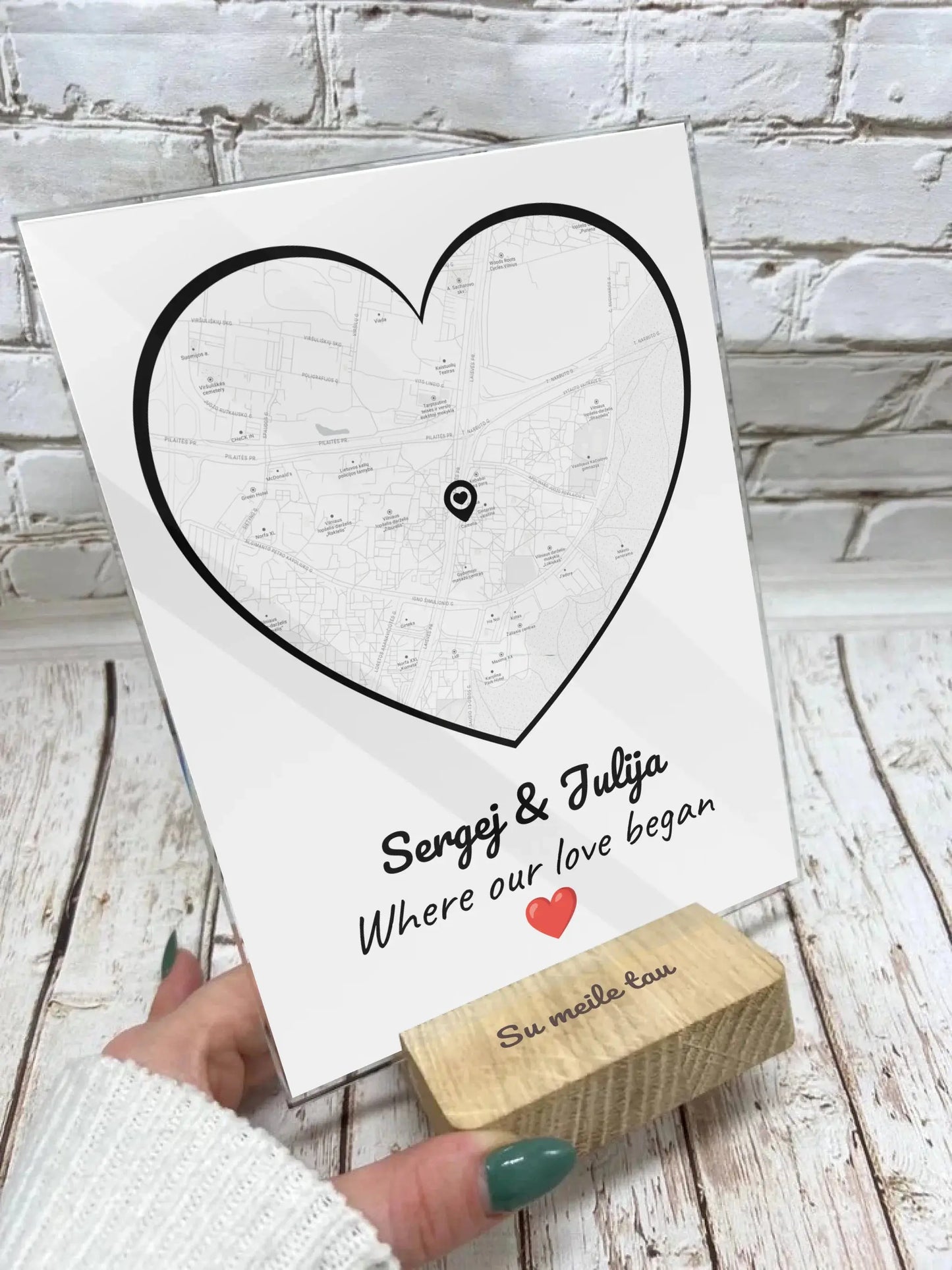 Personalizuotas Meilės žemėlapio stiklinis posteris su jūsų buvimo vieta  Stiklas -  dovanokis.lt