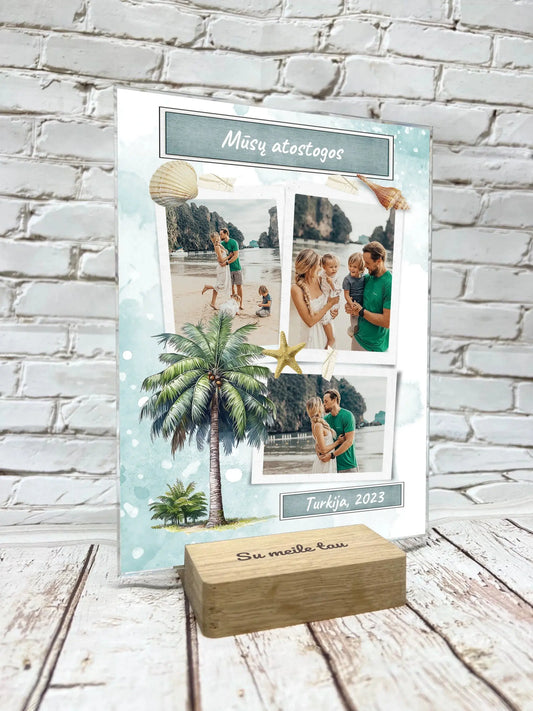 Personalizuotas mūsų šeimos atostogos stiklinis posteris  Stiklas -  dovanokis.lt