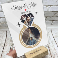 Personalizuotas deimanto formos vestuvių stiklinis posteris su Jūsų nuotraukomis  Stiklas -  dovanokis.lt