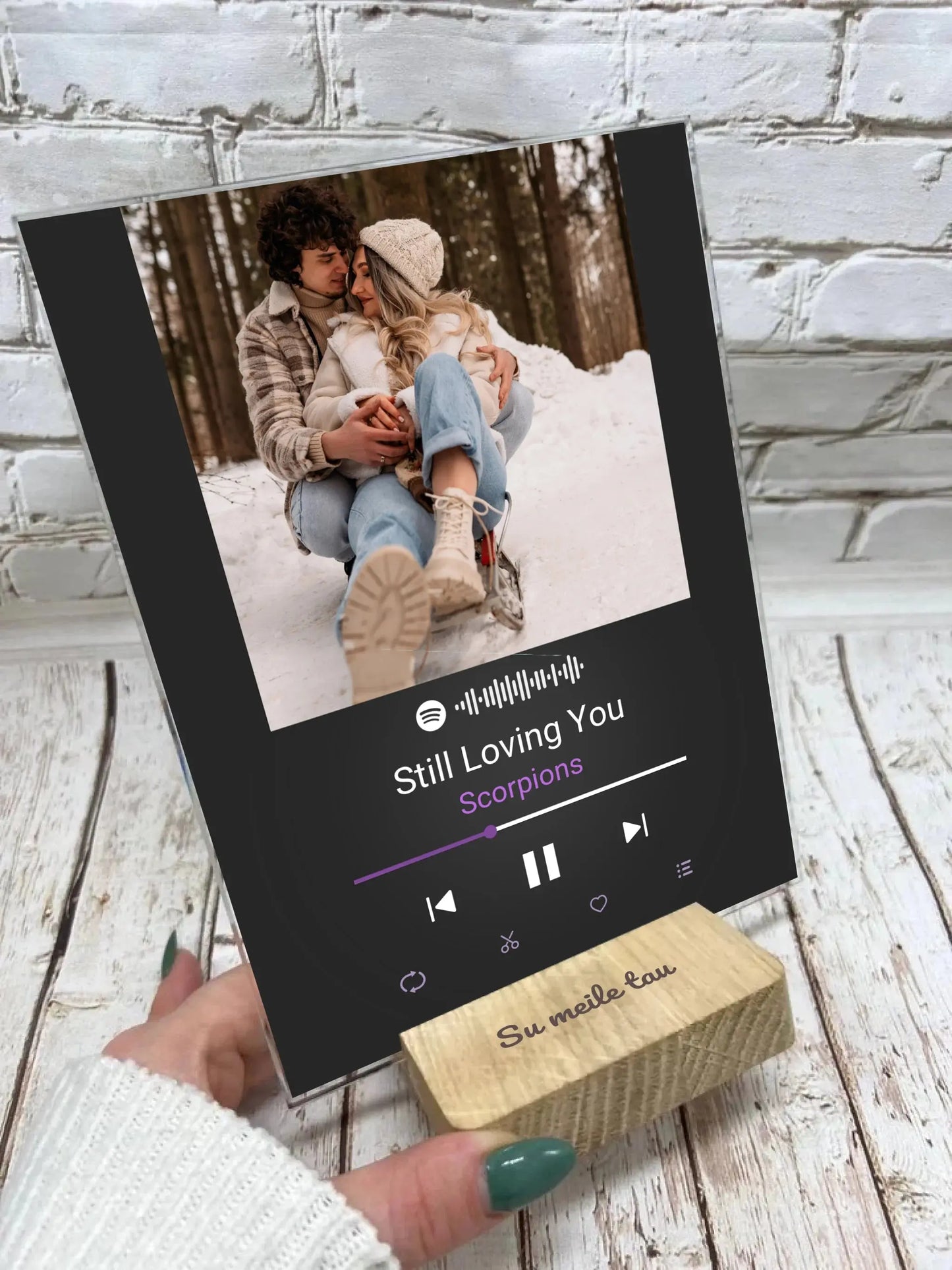 Personalizuotas Spotify muzikos grotuvo stiklinis posteris su jūsų nuotrauka, daina ir spotify kodu  Stiklas -  dovanokis.lt