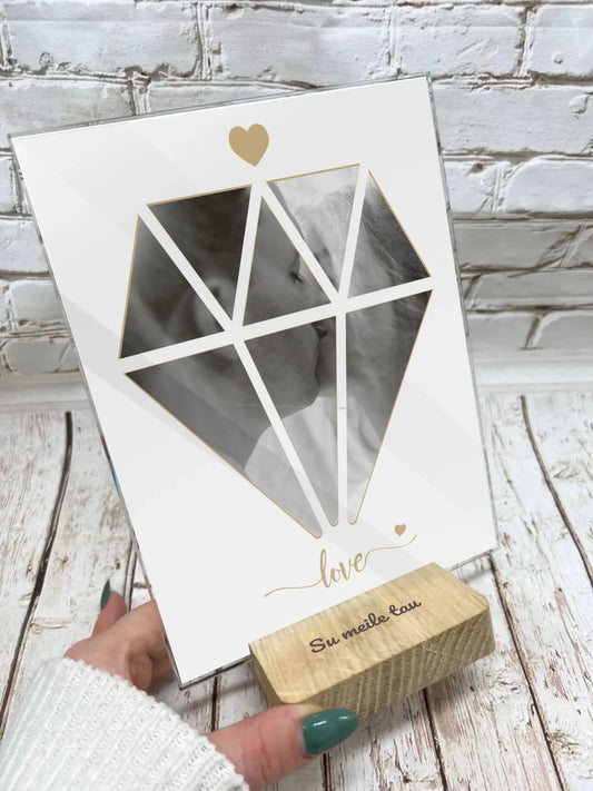 Personalizuotas Deimanto formos Meilės stiklinis posteris su jūsų nuotrauka  Stiklas -  dovanokis.lt