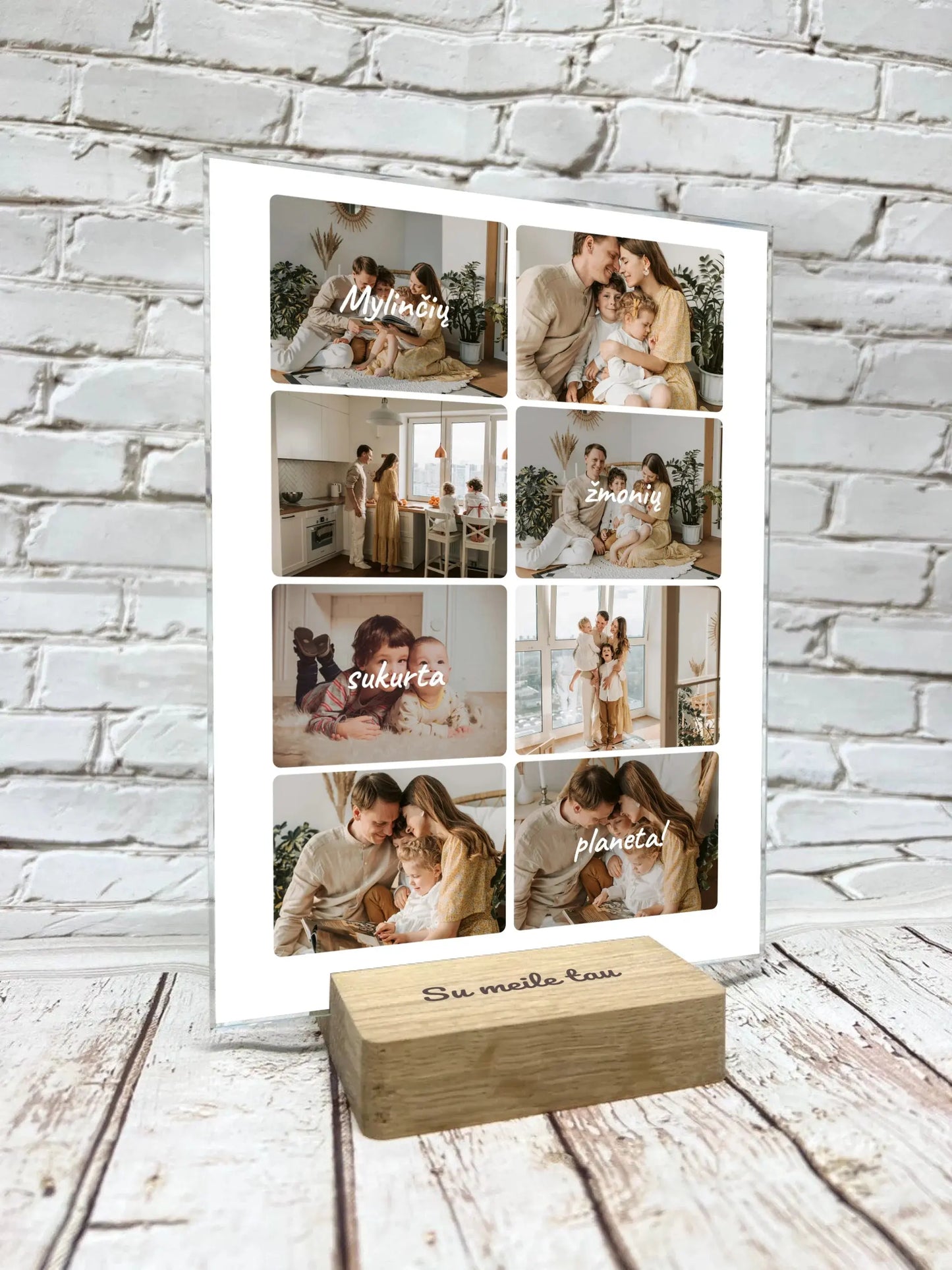 Personalizuotas šeimos maketo stiklinis posteris su jūsų nuotraukomis, mylinčių žmonių sukurta planeta  Stiklas -  dovanokis.lt