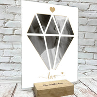 Personalizuotas Deimanto formos Meilės stiklinis posteris su jūsų nuotrauka  Stiklas -  dovanokis.lt