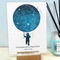 Personalizuotas vaikiškas žvaigždžių žemėlapis berniukui, stiklinis posteris  Stiklas -  dovanokis.lt