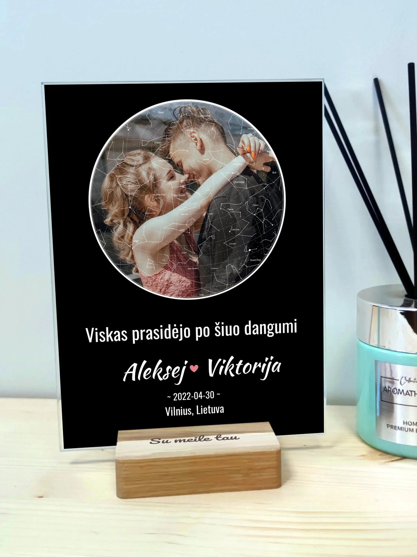 Personalizuotas žvaigždžių žemėlapis, stiklinis posteris. DVNS-020  Stiklas -  dovanokis.lt