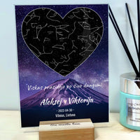 Personalizuotas žvaigždžių žemėlapis, stiklinis posteris. DVNS-010A  Stiklas -  dovanokis.lt