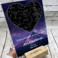 Personalizuotas žvaigždžių žemėlapis, stiklinis posteris. DVNS-010A  Stiklas -  dovanokis.lt