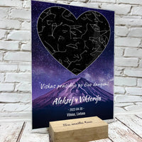 Personalizuotas žvaigždžių žemėlapis, stiklinis posteris. DVNS-010A  Stiklas -  dovanokis.lt