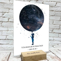 Personalizuotas vaikiškas žvaigždžių žemėlapis berniukui 2, stiklinis posteris  Stiklas -  dovanokis.lt