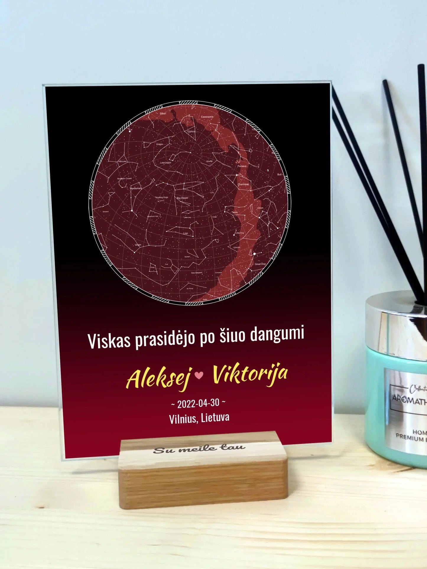 Personalizuotas žvaigždžių žemėlapis, stiklinis posteris. DVNS-024  Stiklas -  dovanokis.lt