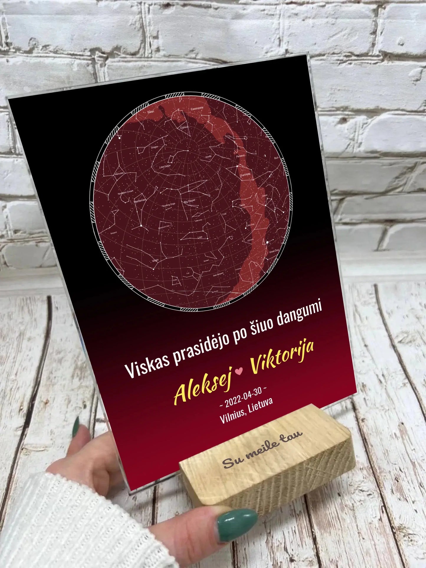 Personalizuotas žvaigždžių žemėlapis, stiklinis posteris. DVNS-024  Stiklas -  dovanokis.lt