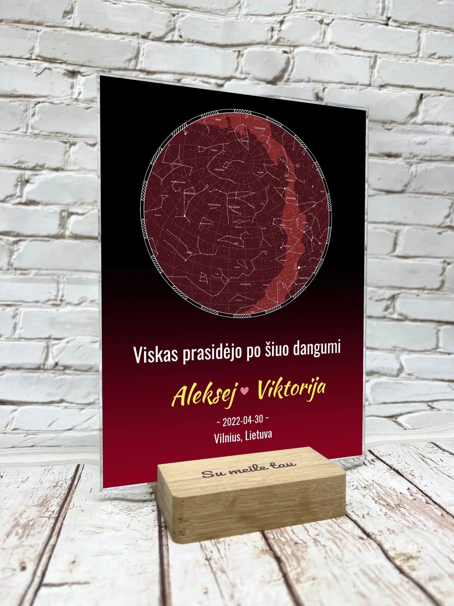 Personalizuotas žvaigždžių žemėlapis, stiklinis posteris. DVNS-024  Stiklas -  dovanokis.lt