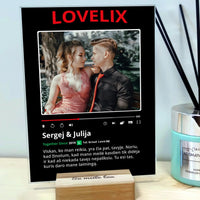 Personalizuotas "Lovelix" dizaino kūrinys ant stiklo su jūsų nuotrauka ir vardais  Stiklas -  dovanokis.lt